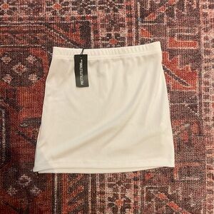 Pretty Little Thing White Basic Rib Micro Mini Skirt